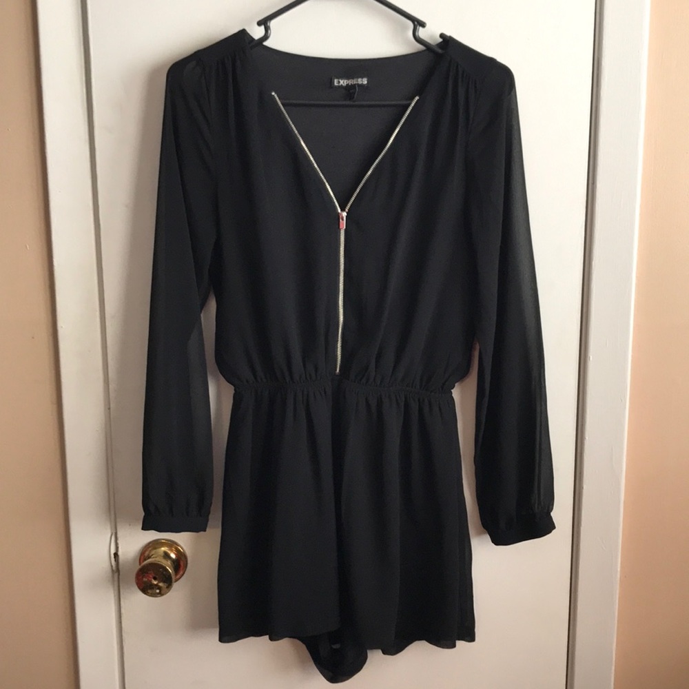 Express Small Black Long Sleeve Romper